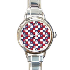 American Flag Star White Red Blue Round Italian Charm Watch by Mariart