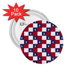 American Flag Star White Red Blue 2 25  Buttons (10 Pack) 