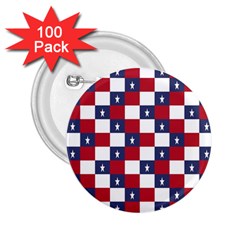 American Flag Star White Red Blue 2 25  Buttons (100 Pack) 