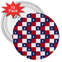 American Flag Star White Red Blue 3  Buttons (10 Pack) 