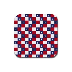 American Flag Star White Red Blue Rubber Coaster (square)  by Mariart