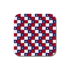 American Flag Star White Red Blue Rubber Square Coaster (4 Pack) 