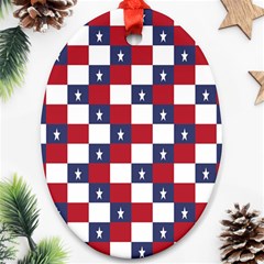 American Flag Star White Red Blue Oval Ornament (two Sides)