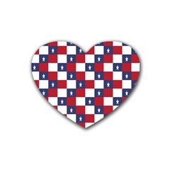 American Flag Star White Red Blue Rubber Coaster (heart)  by Mariart