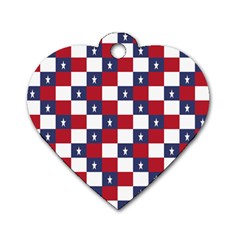 American Flag Star White Red Blue Dog Tag Heart (one Side) by Mariart