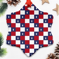 American Flag Star White Red Blue Snowflake Ornament (two Sides)