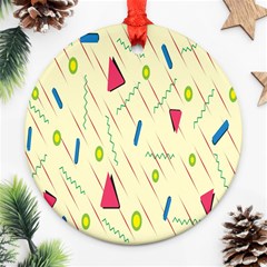 Background  With Lines Triangles Ornament (round)