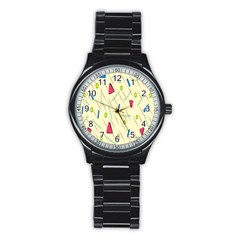 Background  With Lines Triangles Stainless Steel Round Watch