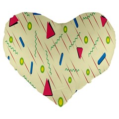 Background  With Lines Triangles Large 19  Premium Flano Heart Shape Cushions by Mariart