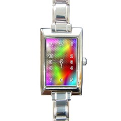 Abstract Rainbow Pattern Colorful Stars Space Rectangle Italian Charm Watch