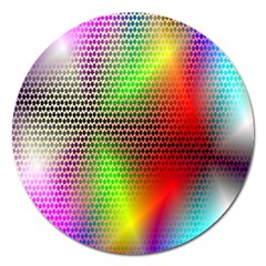 Abstract Rainbow Pattern Colorful Stars Space Magnet 5  (round) by Mariart