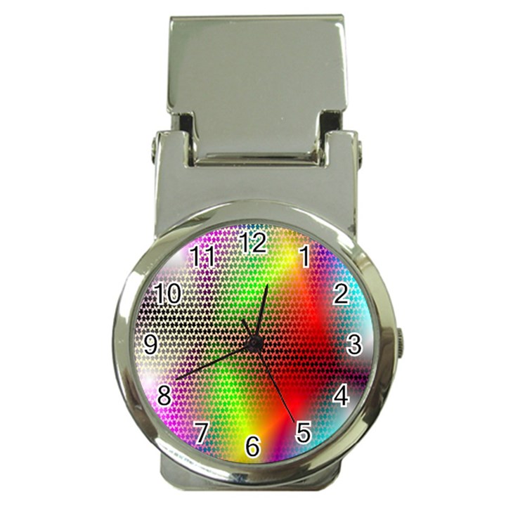 Abstract Rainbow Pattern Colorful Stars Space Money Clip Watches