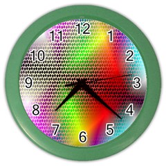 Abstract Rainbow Pattern Colorful Stars Space Color Wall Clocks by Mariart