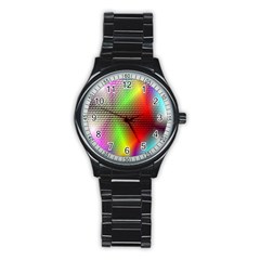 Abstract Rainbow Pattern Colorful Stars Space Stainless Steel Round Watch