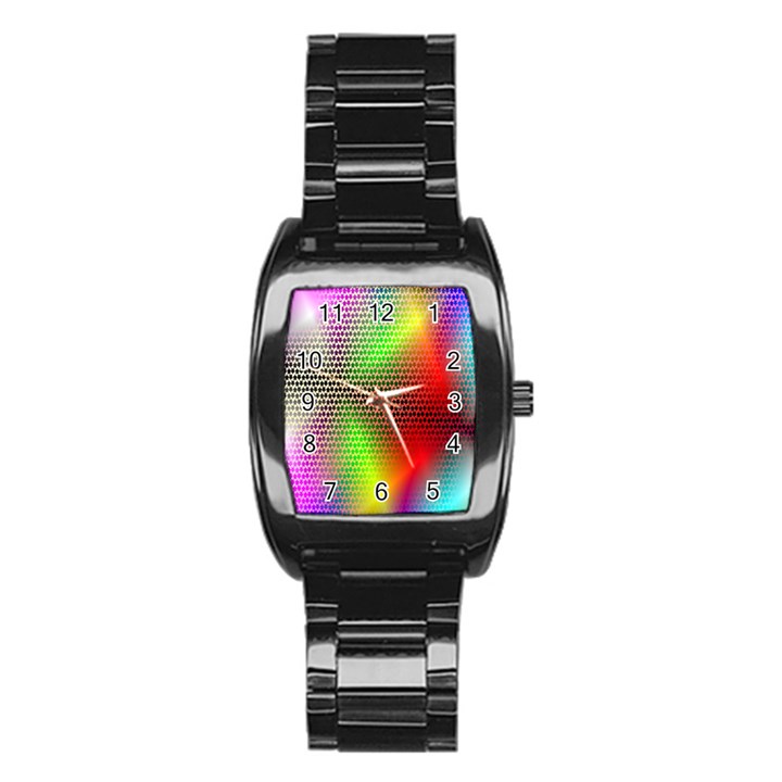 Abstract Rainbow Pattern Colorful Stars Space Stainless Steel Barrel Watch