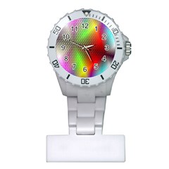 Abstract Rainbow Pattern Colorful Stars Space Plastic Nurses Watch by Mariart