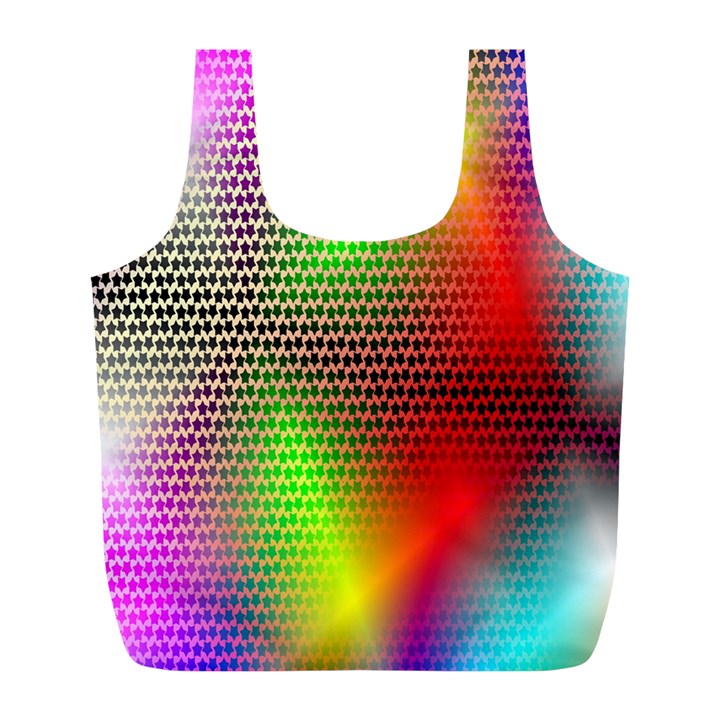 Abstract Rainbow Pattern Colorful Stars Space Full Print Recycle Bags (L) 