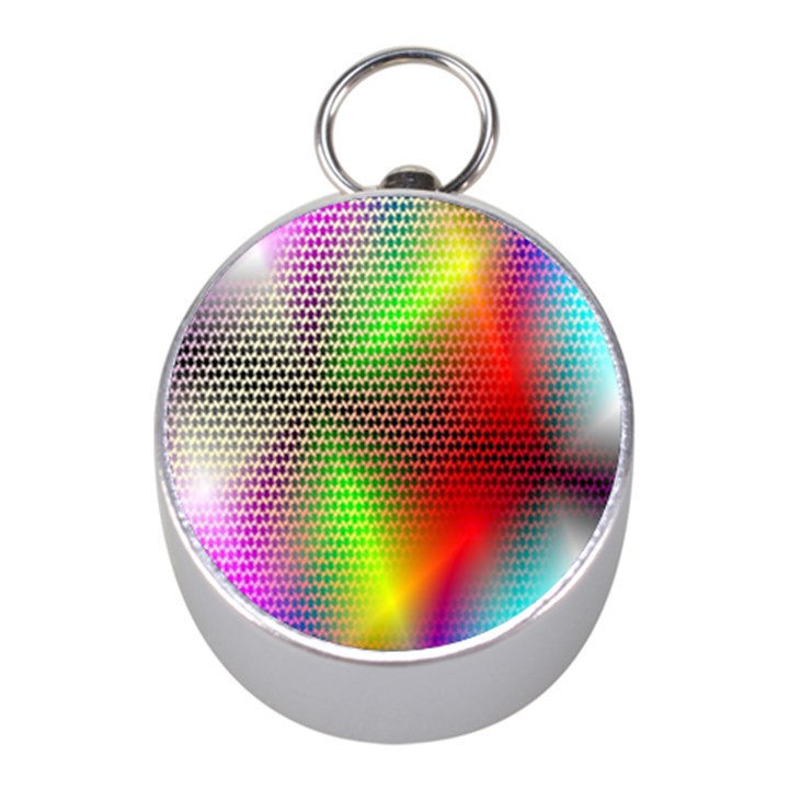 Abstract Rainbow Pattern Colorful Stars Space Mini Silver Compasses