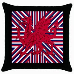 Alternatively Mega British America Red Dragon Throw Pillow Case (black)