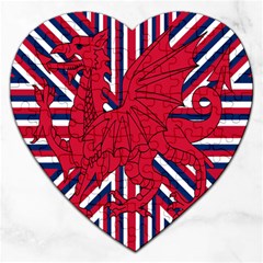 Alternatively Mega British America Red Dragon Jigsaw Puzzle (heart) by Mariart