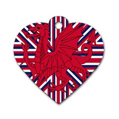 Alternatively Mega British America Red Dragon Dog Tag Heart (one Side)