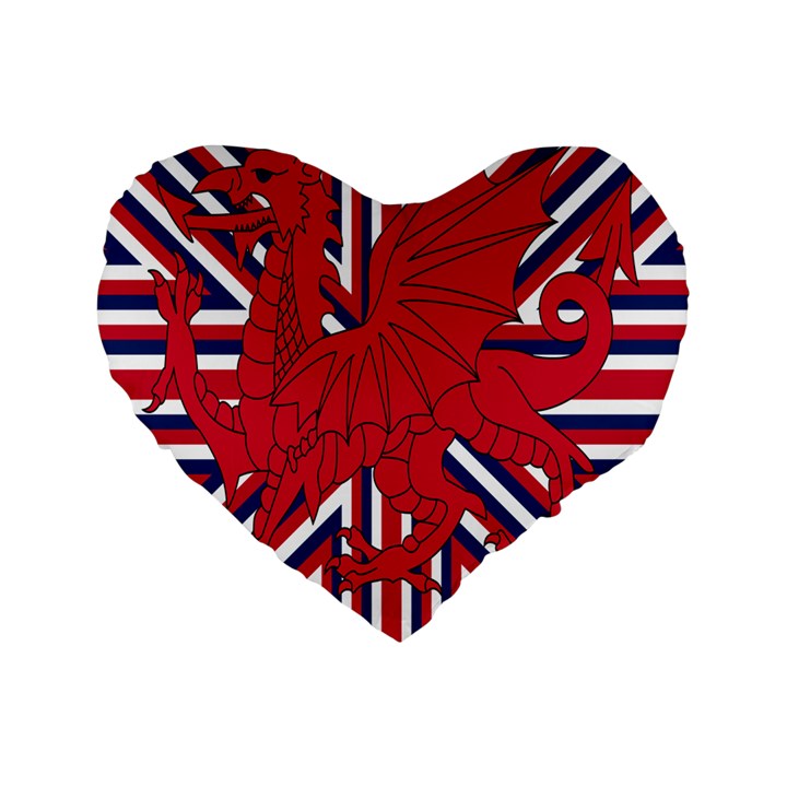 Alternatively Mega British America Red Dragon Standard 16  Premium Flano Heart Shape Cushions