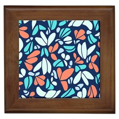 Blue Tossed Flower Floral Framed Tiles