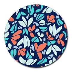 Blue Tossed Flower Floral Round Mousepads by Mariart