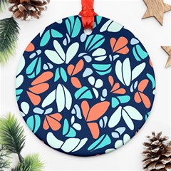 Blue Tossed Flower Floral Ornament (round)