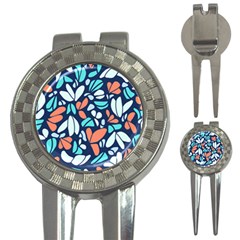 Blue Tossed Flower Floral 3-in-1 Golf Divots