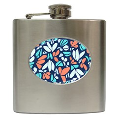 Blue Tossed Flower Floral Hip Flask (6 Oz) by Mariart