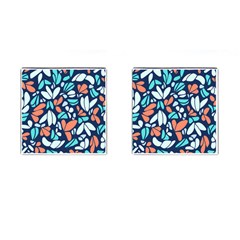 Blue Tossed Flower Floral Cufflinks (square)