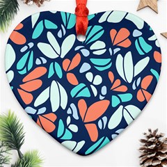 Blue Tossed Flower Floral Heart Ornament (two Sides) by Mariart