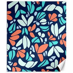 Blue Tossed Flower Floral Canvas 8  X 10 