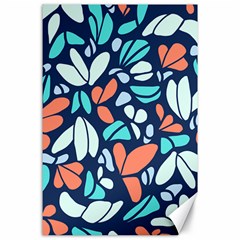 Blue Tossed Flower Floral Canvas 24  X 36 