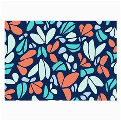 Blue Tossed Flower Floral Large Glasses Cloth (2-side)