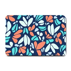 Blue Tossed Flower Floral Small Doormat  by Mariart