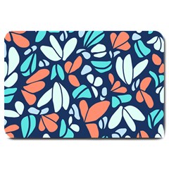 Blue Tossed Flower Floral Large Doormat 