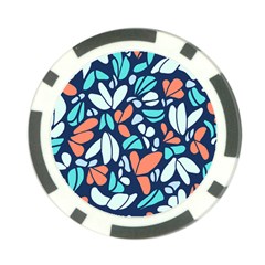 Blue Tossed Flower Floral Poker Chip Card Guard by Mariart