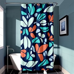 Blue Tossed Flower Floral Shower Curtain 36  X 72  (stall)  by Mariart