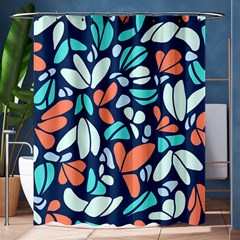 Blue Tossed Flower Floral Shower Curtain 60  X 72  (medium) 