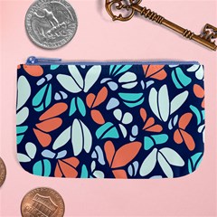 Blue Tossed Flower Floral Large Coin Purse