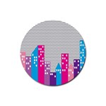 Building Polka City Rainbow Rubber Round Coaster (4 pack)  Front