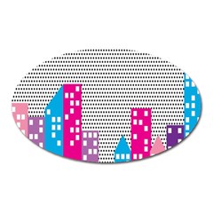 Building Polka City Rainbow Oval Magnet