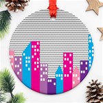 Building Polka City Rainbow Round Ornament (Two Sides) Back