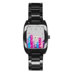 Building Polka City Rainbow Stainless Steel Barrel Watch Front