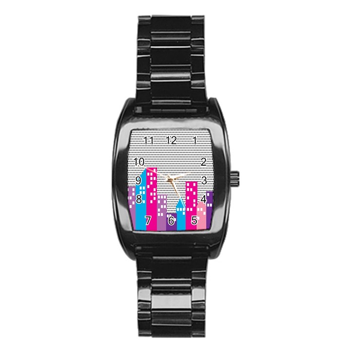 Building Polka City Rainbow Stainless Steel Barrel Watch