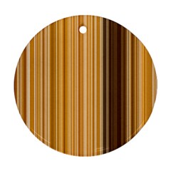 Brown Verticals Lines Stripes Colorful Ornament (round) by Mariart