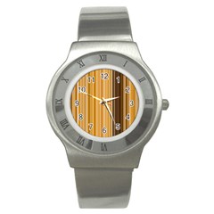 Brown Verticals Lines Stripes Colorful Stainless Steel Watch