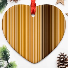 Brown Verticals Lines Stripes Colorful Heart Ornament (two Sides) by Mariart